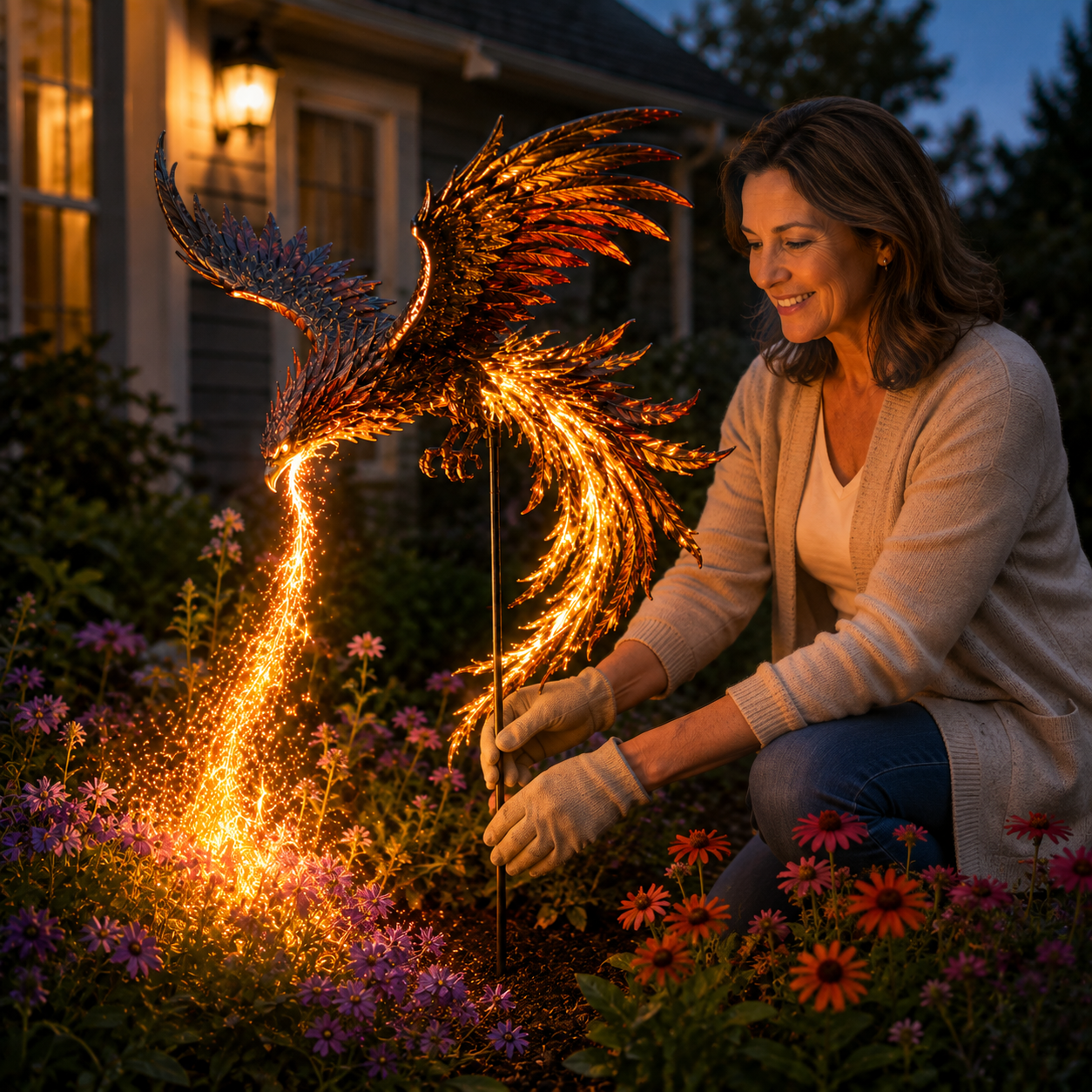 🐦‍🔥 Solar Powered Phoenix Fire Garden Light