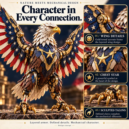 Egg to Transforming Mechanical Toy🦅 Stars & Stripes Mechanical Figure With Bold Wing Details