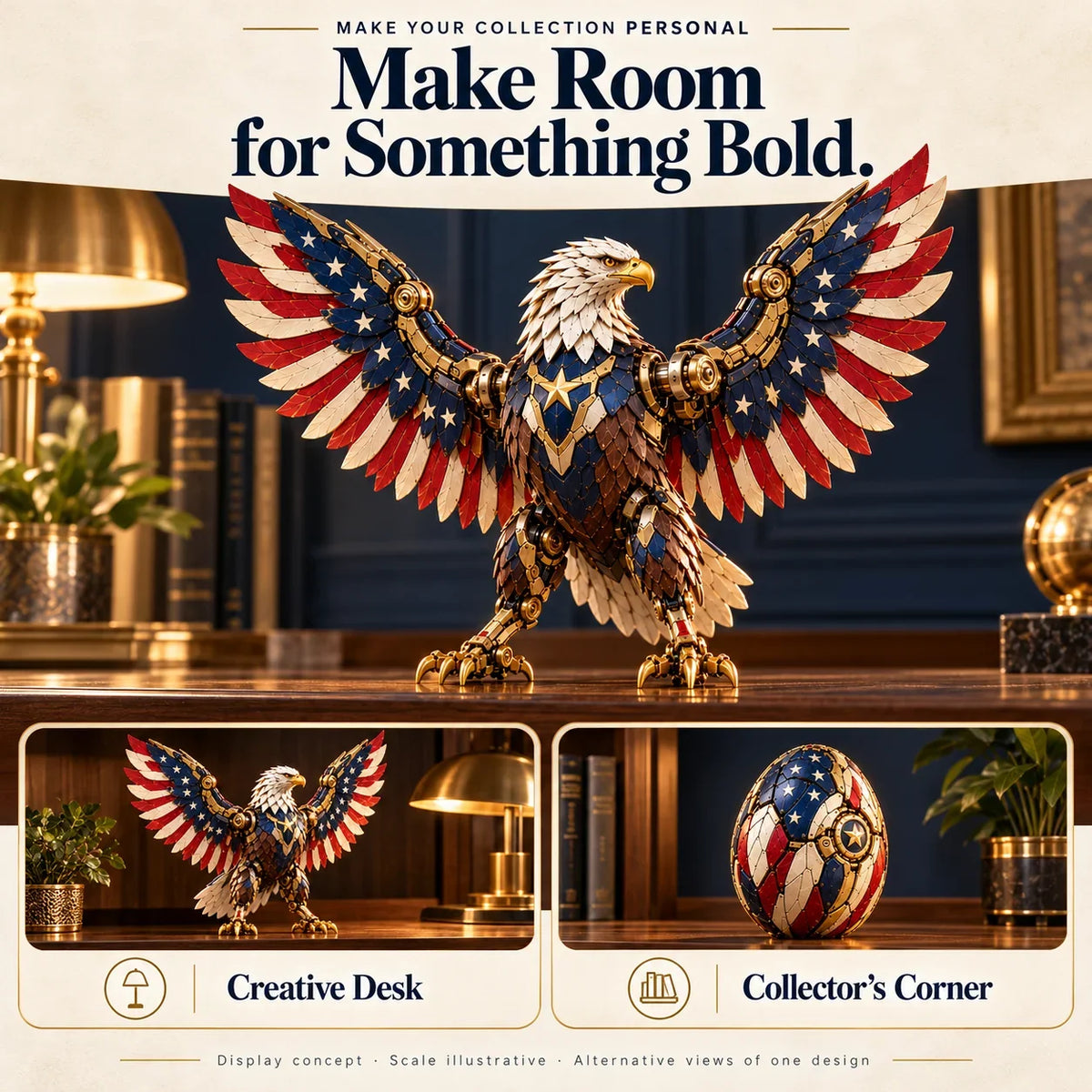 Egg to Transforming Mechanical Toy🦅 Stars & Stripes Mechanical Figure With Bold Wing Details