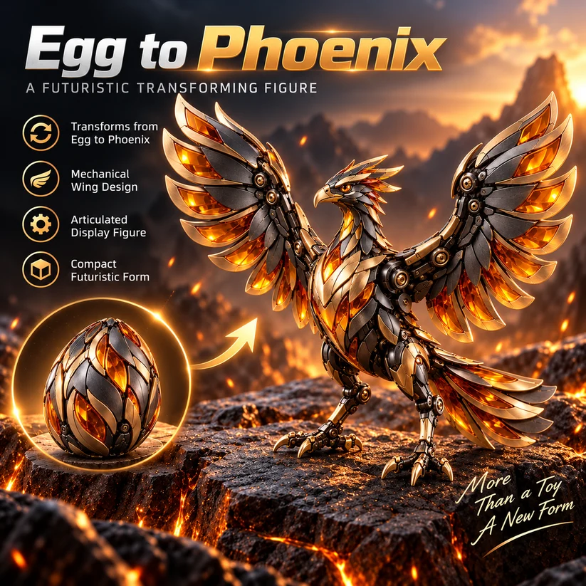 Egg to Transforming Mechanical Toy🦅 Stars & Stripes Mechanical Figure With Bold Wing Details
