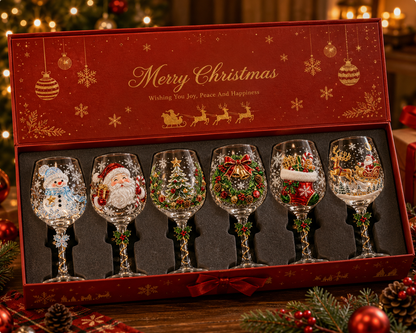 🔥HOT SALE 50% OFF🎁Christmas 3D Wine Glass Collection Gift Box Set 🍷✨