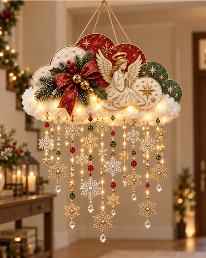 ✨ Angelic Christmas Snowfall Cloud – Warm Hanging Holiday Light