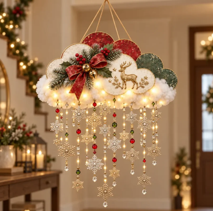 ✨ Angelic Christmas Snowfall Cloud – Warm Hanging Holiday Light