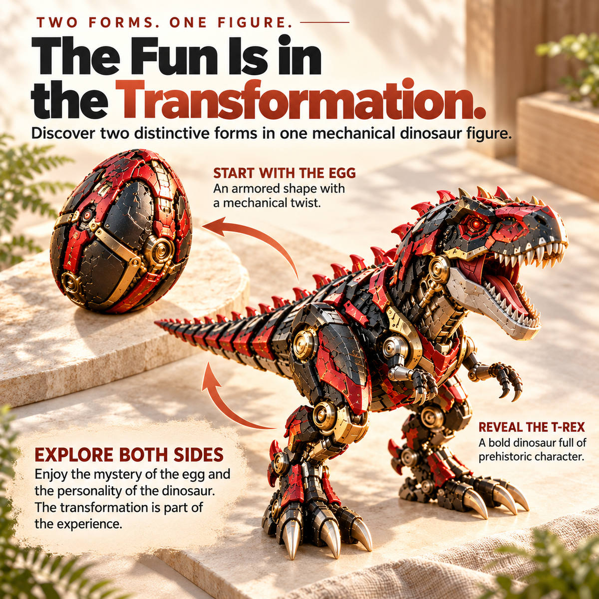 HOT SALE🔴🦖Mechanical T-Rex Egg | Transforming Dinosaur Figure