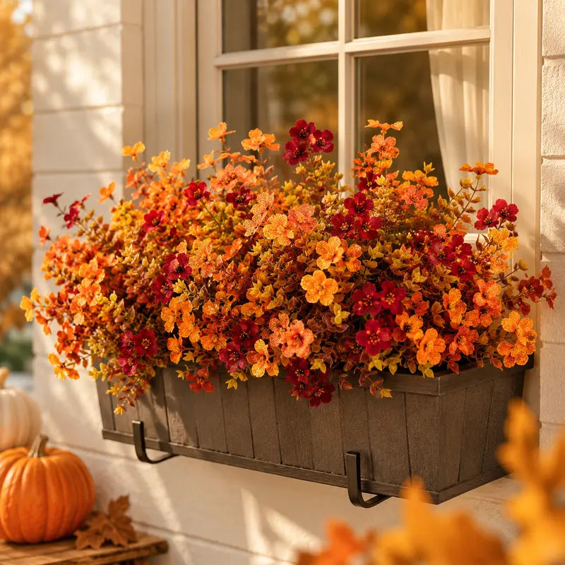 🍂Fall Artificial Flower Halloween 12pcs, UV Resistant Colorful Fake Flower🍂