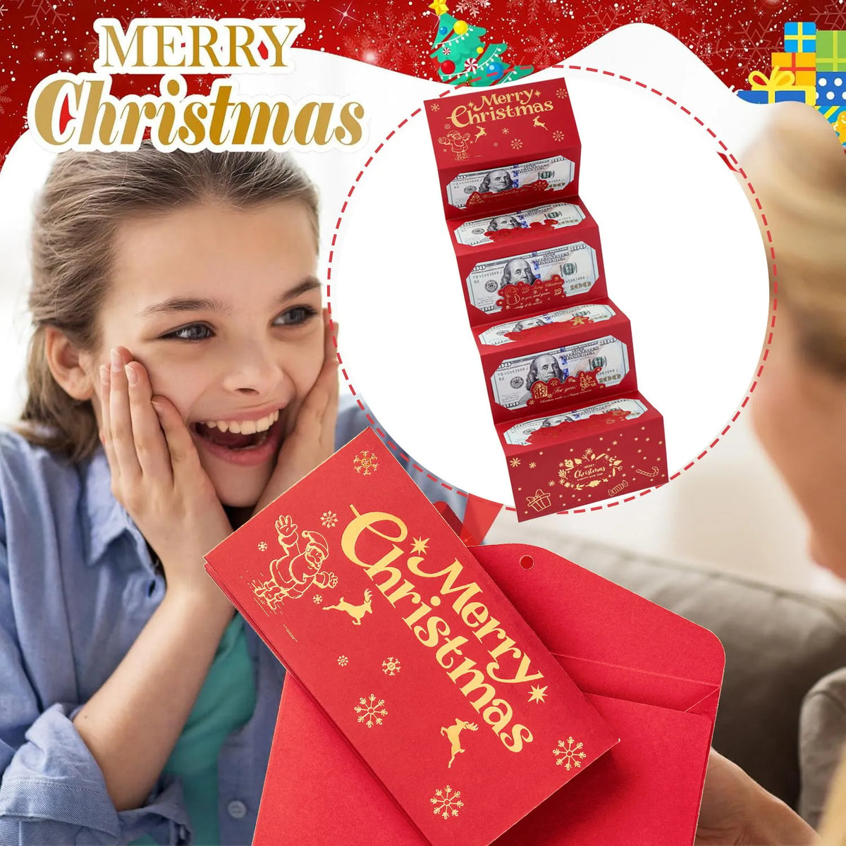 🏆Flash Sale⚡ 50K+ SOLD! Almost Gone-🎅💸Christmas Cash Gift Envelope– A creative way to give cash this Christmas!